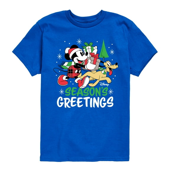 Disney - Mickey & Pluto Seasons Greetings - Toddler & Youth Short Sleeve Graphic T-Shirt