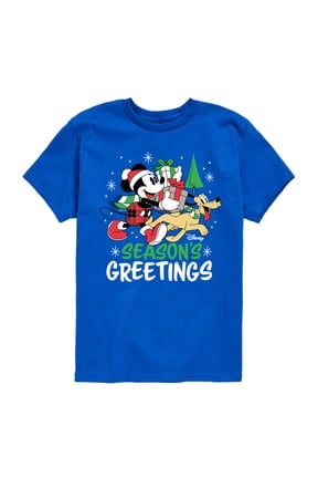 - Mickey & Pluto Seasons Greetings Short Sleeve Graphic T-Shirt
