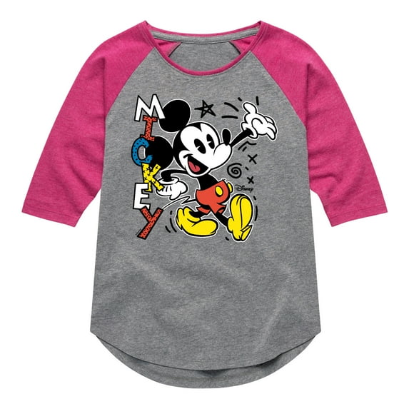Disney - Mickey Pop - Toddler & Youth Girls Raglan Graphic T-Shirt