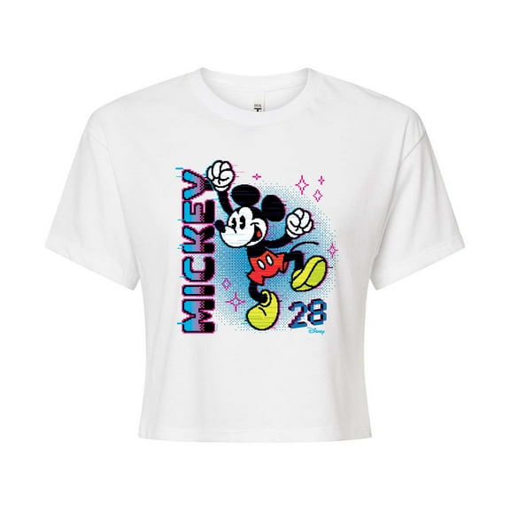 Disney - Mickey Press Start - Juniors Cropped Cotton Blend T-Shirt