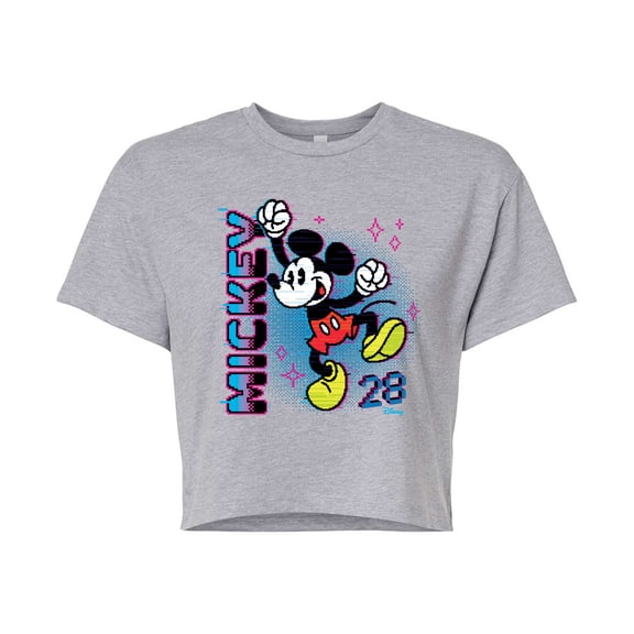 Disney - Mickey Press Start - Juniors Cropped Cotton Blend T-Shirt