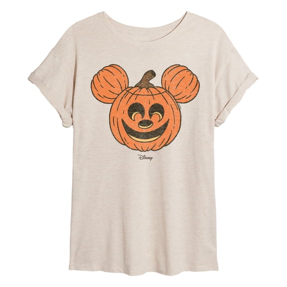 Disney - Mickey Pumpkin Head - Juniors Oversized Graphic T-Shirt