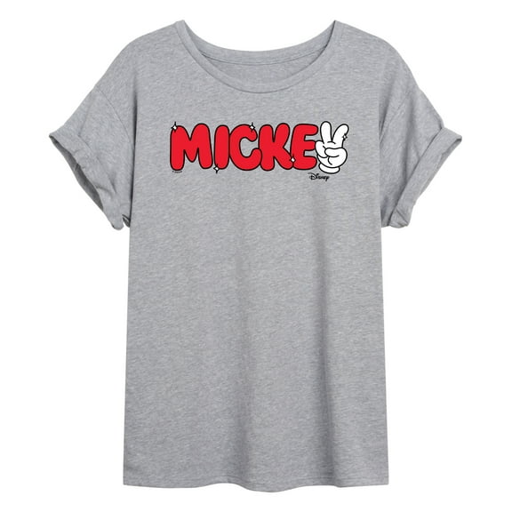 Disney - Mickey Red Hand Peace Sign - Women's Oversized T-Shirt
