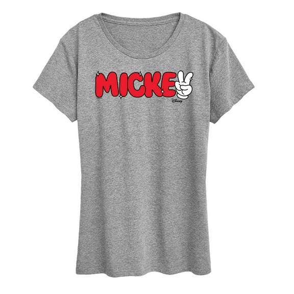 Disney - Mickey Red Hand Peace Sign - Women's Short Sleeve Graphic T-Shirt