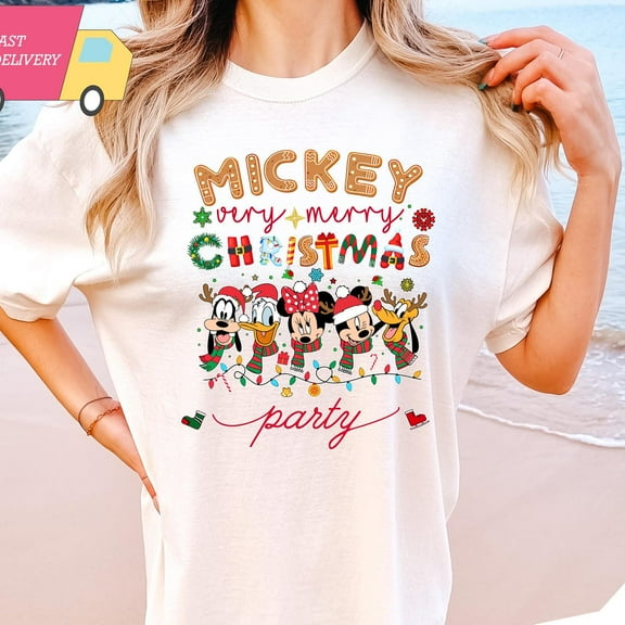 Disney Mickey'S Very Merry Holiday Party 2024 Holiday Lights Shirt, Disneyland Holiday Family Matching Shirt, Xmas Party, S-5XL Shirt