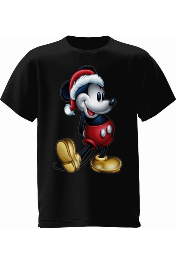 Mickey Santa Hat Black Youth Tee (Boy's)