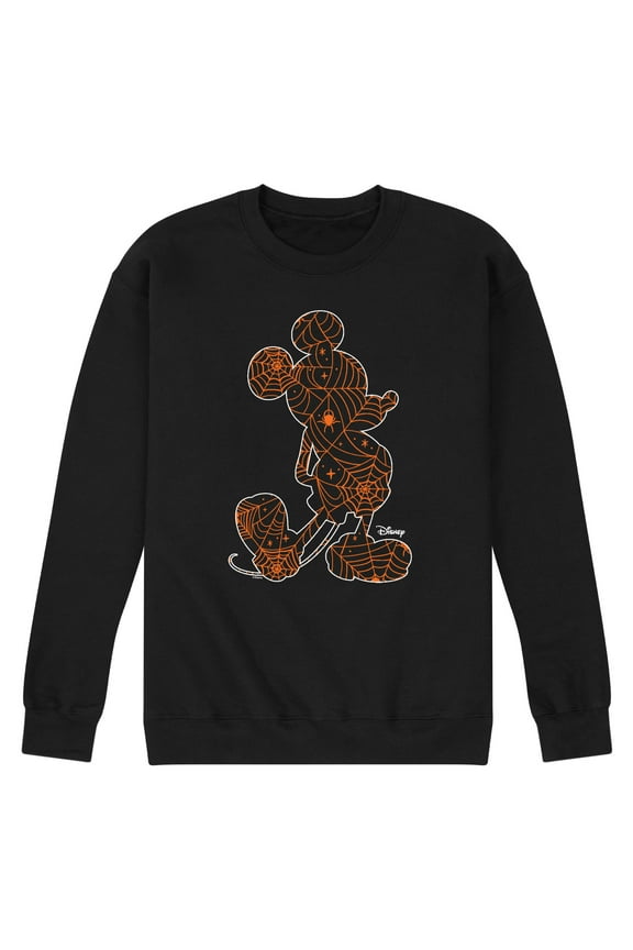 - Mickey Silhouette Orange Spider Web - Men's Crew Fleece Sweatshirt