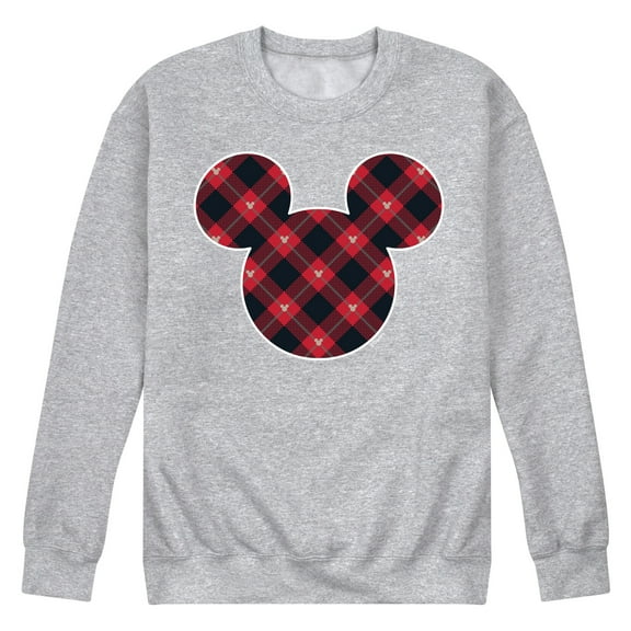 Disney - Mickey Silhouette Plaid Fill - Men's Crew Fleece Sweatshirt Sweatshirt