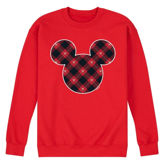 Disney - Mickey Silhouette Plaid Fill - Men's Crew Fleece Sweatshirt Sweatshirt