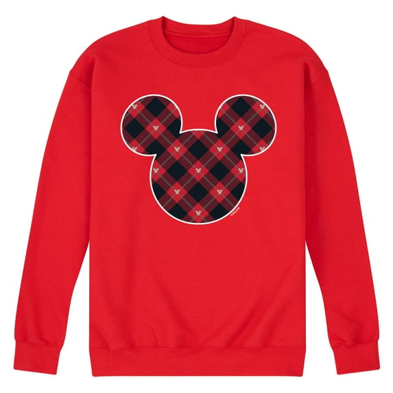 Disney - Mickey Silhouette Plaid Fill - Men's Crew Fleece Sweatshirt Sweatshirt
