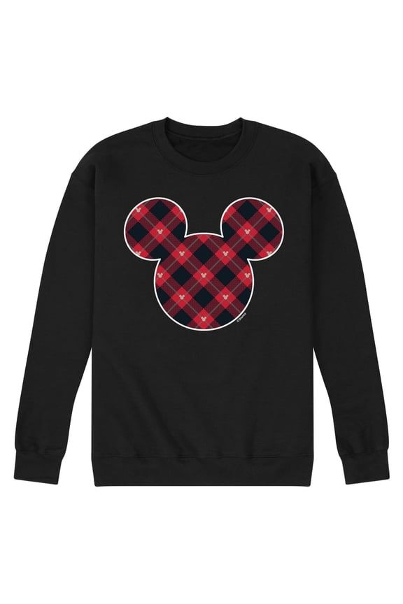 - Mickey Silhouette Plaid Fill - Men's Crew Fleece Sweatshirt Sweatshirt