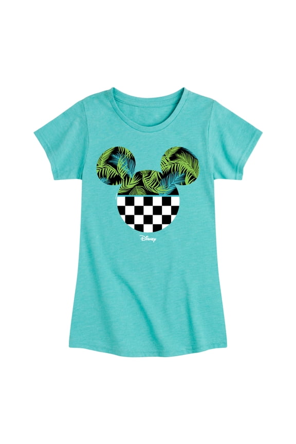 - Mickey Silhouette Tropical Vibe - Girls Fitted Short Sleeve Tee