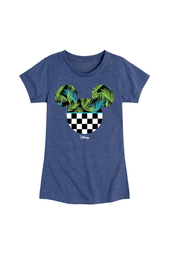 - Mickey Silhouette Tropical Vibe - Girls Fitted Short Sleeve Tee
