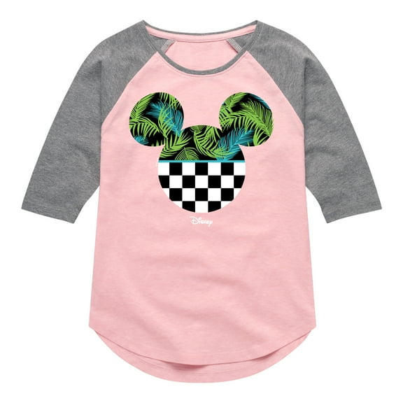 Disney - Mickey Silhouette Tropical Vibe - Girls Shirt Tail Raglan