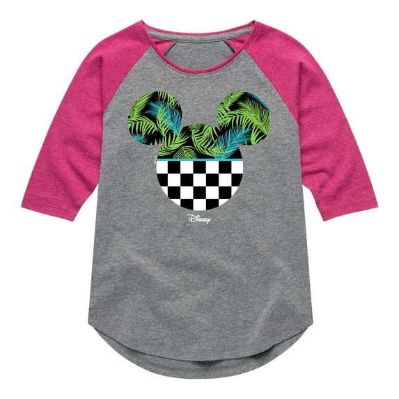Disney - Mickey Silhouette Tropical Vibe - Girls Shirt Tail Raglan
