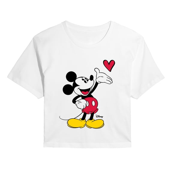 Disney - Mickey Simple Heart - Juniors Cropped Graphic T-Shirt