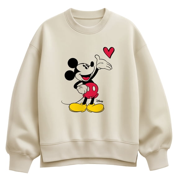 Disney - Mickey Simple Heart Women's Oversized Fleece Crew Sweatshirt