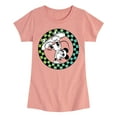 thumbnail image 1 of Disney - Mickey Skateboarding Checkered Circle - Toddler And Youth Girls Short Sleeve Graphic T-Shirt, 1 of 4
