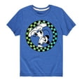 thumbnail image 1 of Disney - Mickey Skateboarding Checkered Circle - Toddler And Youth Short Sleeve Graphic T-Shirt, 1 of 5