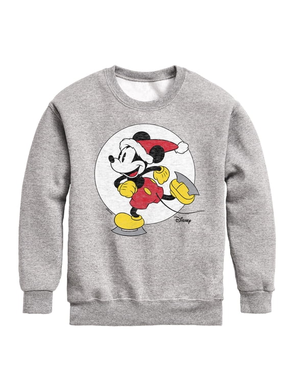 - Mickey Skating Christmas Boys' Graphic Long Sleeve Fleece Sweatshirt