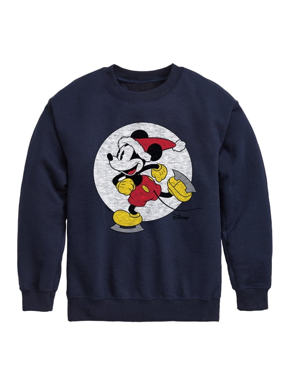 - Mickey Skating Christmas Boys' Graphic Long Sleeve Fleece Sweatshirt