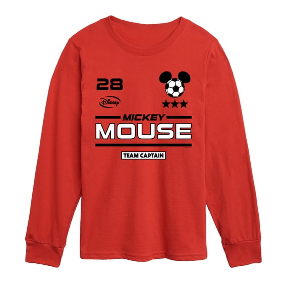 Disney - Mickey Soccer Jersey - Youth Boys Long Sleeve Graphic T-Shirt