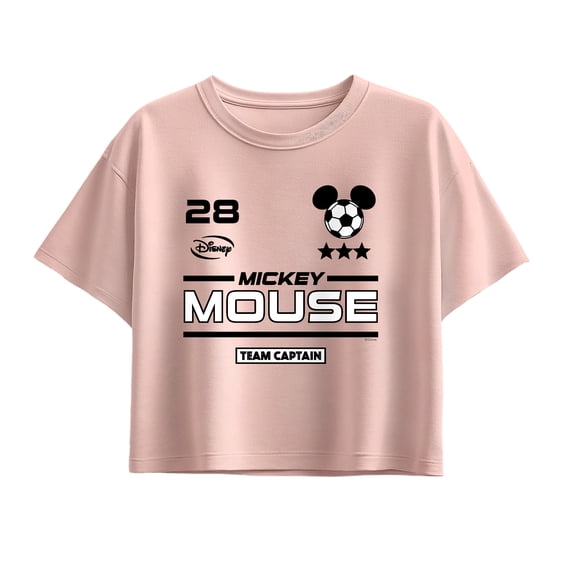 Disney - Mickey Soccer Jersey - Youth Girls Boxy T-Shirt