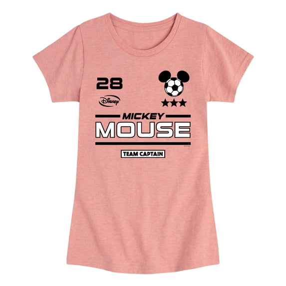 Disney - Mickey Soccer Jersey - Youth Girls Fitted Short Sleeve T-Shirt
