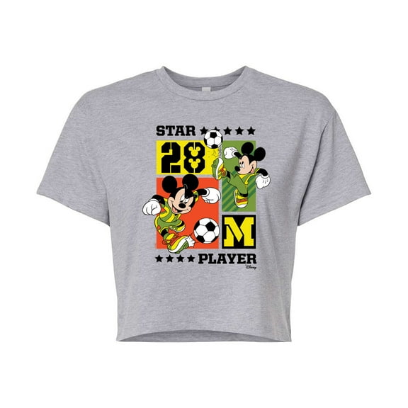 Disney - Mickey Soccer  - Juniors Cropped Cotton Blend T-Shirt