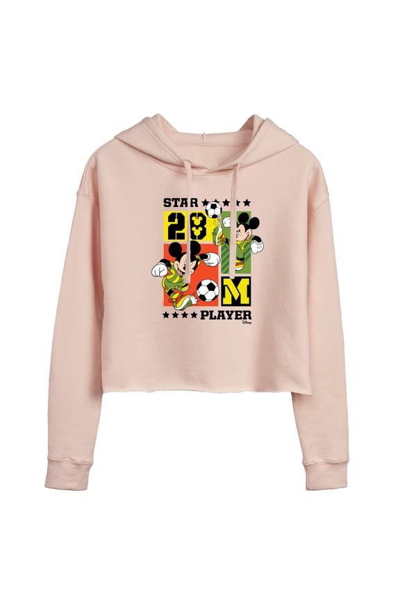 - Mickey Soccer - Juniors Cropped Pullover Hoodie