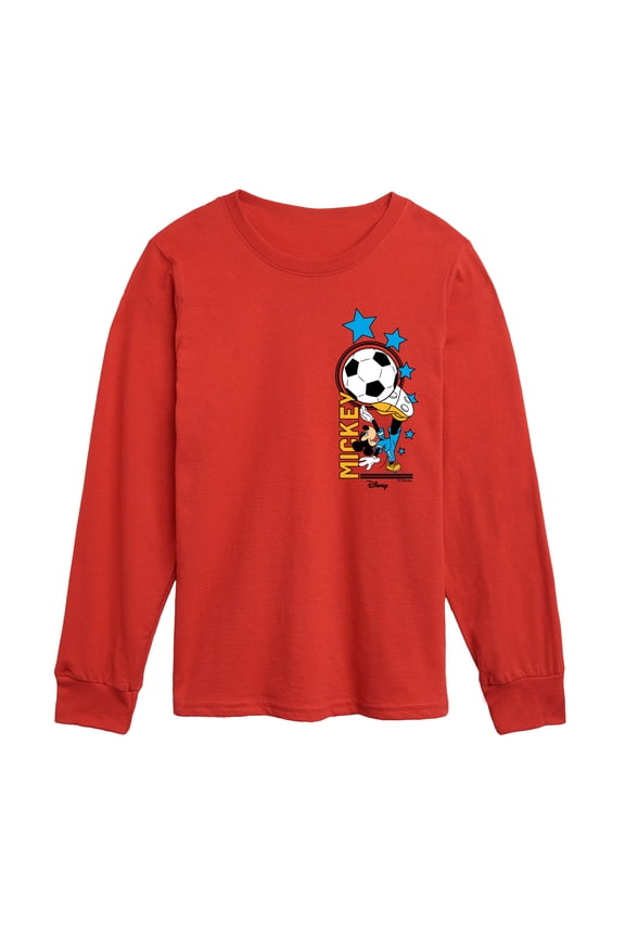 - Mickey Soccer - Youth Boys Long Sleeve Graphic T-Shirt