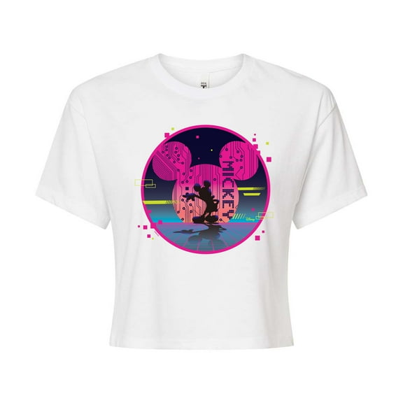Disney - Mickey Sphere  - Juniors Cropped Cotton Blend T-Shirt