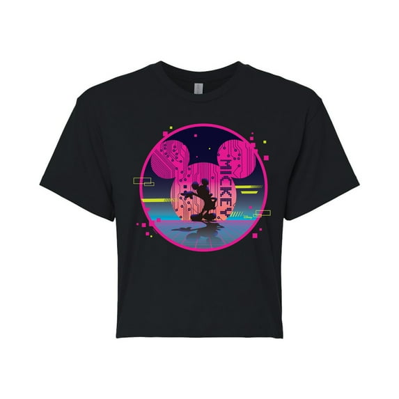 Disney - Mickey Sphere - Juniors Cropped Cotton Blend T-Shirt
