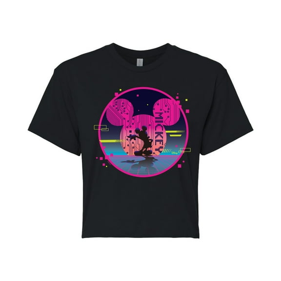 Disney - Mickey Sphere  - Juniors Cropped Cotton Blend T-Shirt