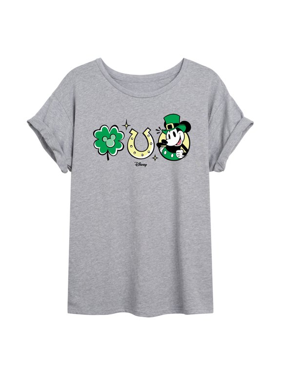 - Mickey St. Patrick's Icons - Juniors Oversized Graphic T-Shirt