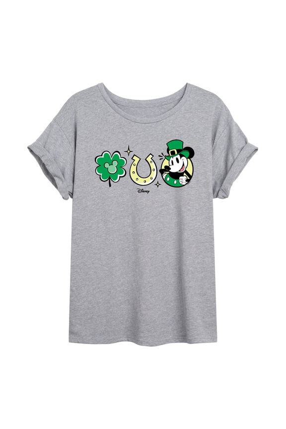 - Mickey St. Patrick's Icons - Juniors Oversized Graphic T-Shirt