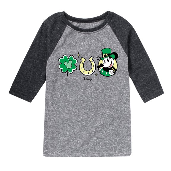 Disney - Mickey St Patricks Icons - Toddler And Youth Raglan Graphic T-Shirt