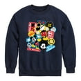 thumbnail image 1 of Disney - Mickey Sticker Look - Youth Crewneck Fleece Sweatshirt, 1 of 5