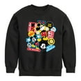 thumbnail image 1 of Disney - Mickey Sticker Look - Youth Crewneck Fleece Sweatshirt, 1 of 5