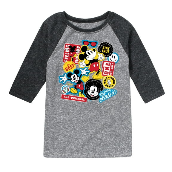 Disney - Mickey Sticker Look - Youth Raglan Graphic T-Shirt