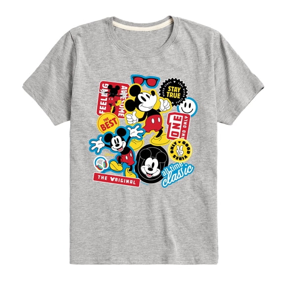 Disney - Mickey Sticker Look - Youth Short Sleeve Graphic T-Shirt