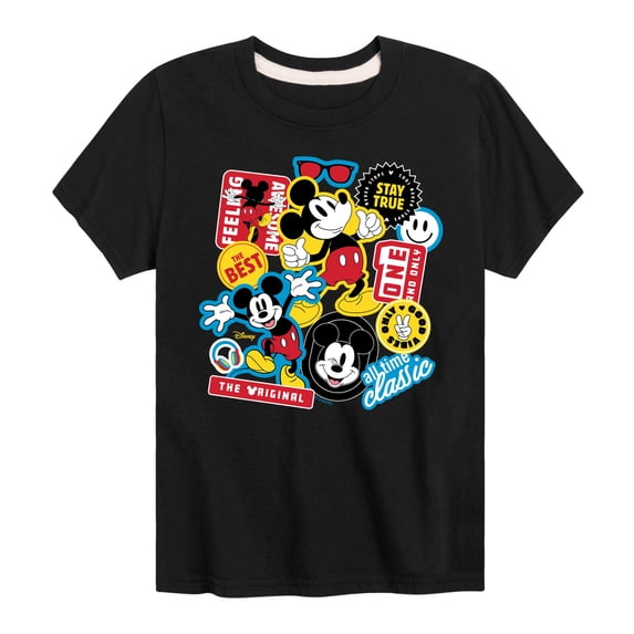 Disney - Mickey Sticker Look - Youth Short Sleeve Graphic T-Shirt