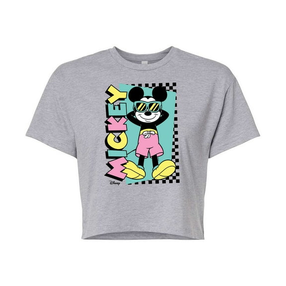 Disney - Mickey Sunbathe - Juniors Cropped Cotton Blend T-Shirt