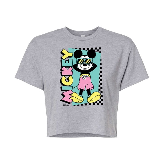 Disney - Mickey Sunbathe - Juniors Cropped Cotton Blend T-Shirt