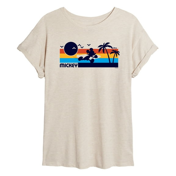 Disney - Mickey Sunset Pattern - Juniors Ideal Flowy Muscle T-Shirt