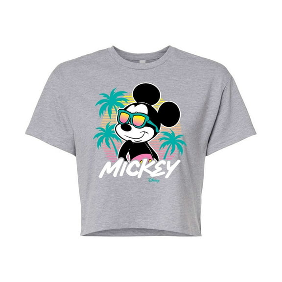 Disney - Mickey Sunset Shades - Juniors Cropped Cotton Blend T-Shirt
