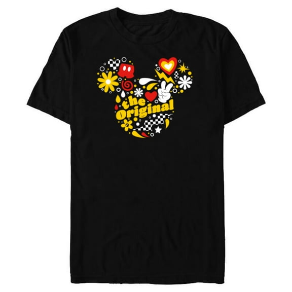 Disney Mickey The Original Retro Pop - Short Sleeve Blended T-Shirt for Adults - Customized-Black