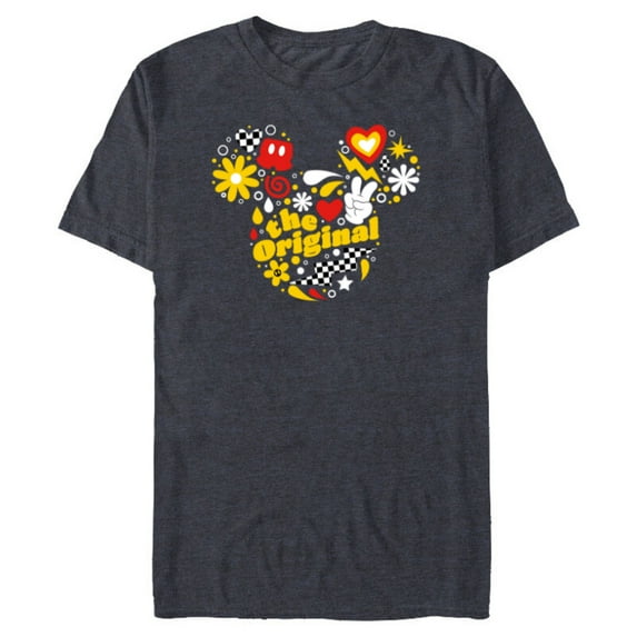 Disney Mickey The Original Retro Pop - Short Sleeve Blended T-Shirt for Adults - Customized-Navy Heather