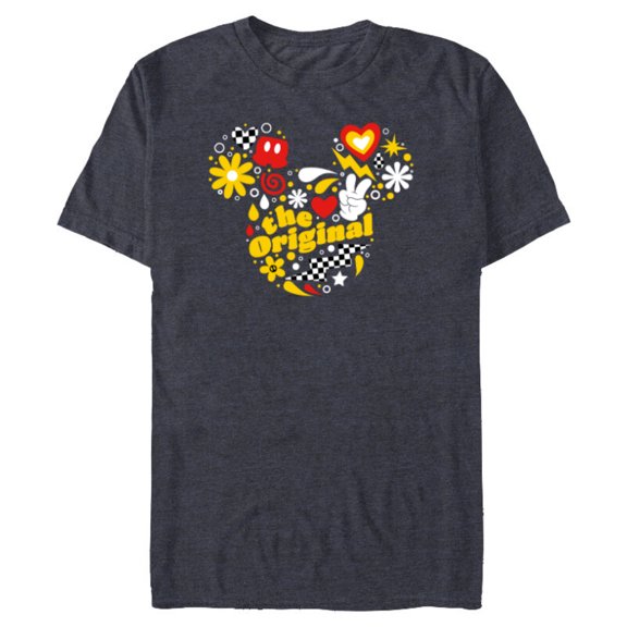 Disney Mickey The Original Retro Pop - Short Sleeve Blended T-Shirt for Adults - Customized-Navy Heather