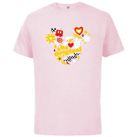 Disney Mickey The Original Retro Pop - Short Sleeve Cotton T-Shirt for Adults - Customized-Soft Pink